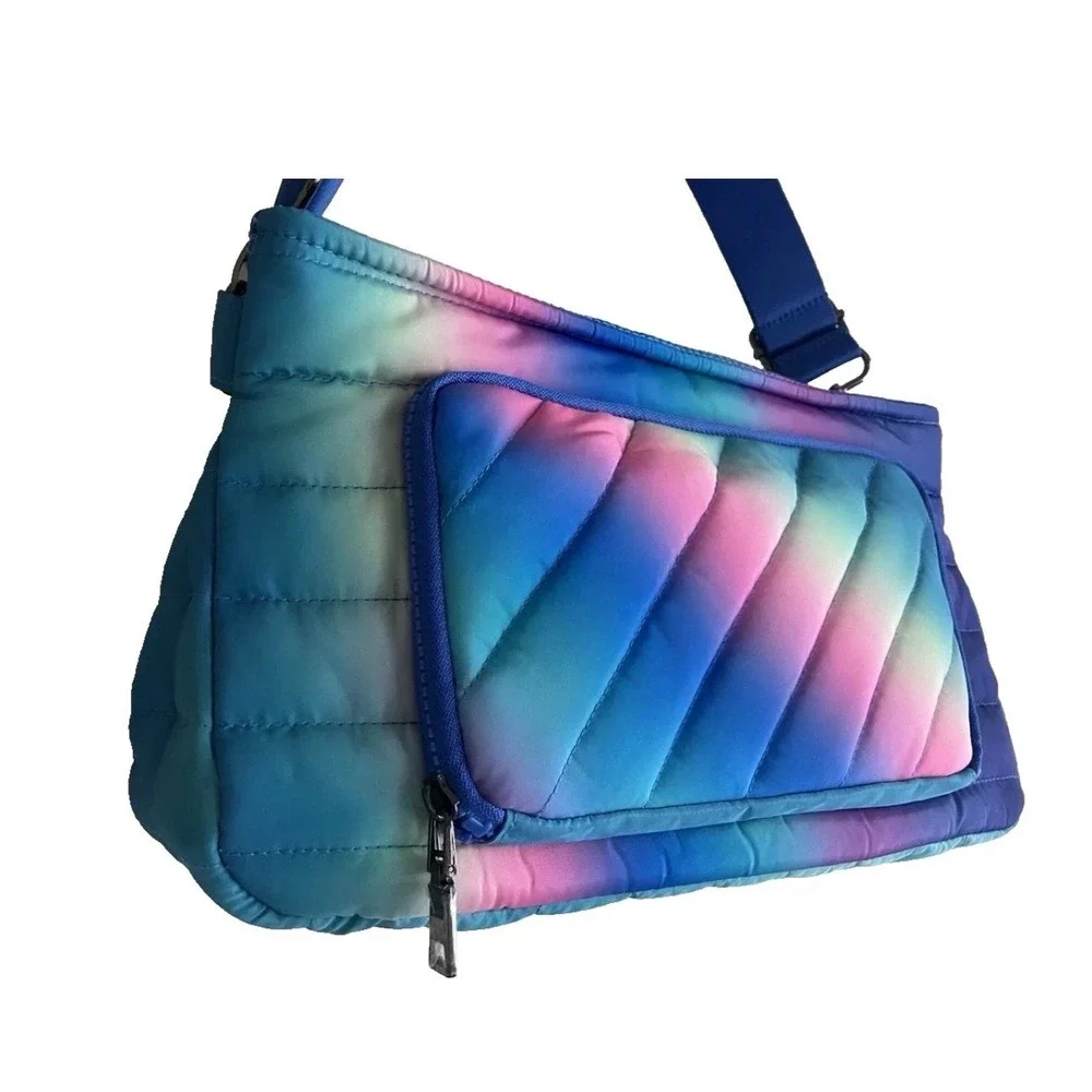 Think‎ Royln Downtown Crossbody Bag Rainbow Ombre Quilted Puffer Pouch New